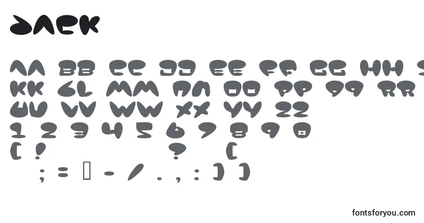 Шрифт Jack – алфавит, цифры, специальные символы