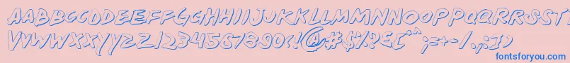 Yellows-Schriftart – Blaue Schriften auf rosa Hintergrund