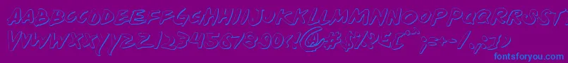 Yellows-Schriftart – Blaue Schriften auf violettem Hintergrund