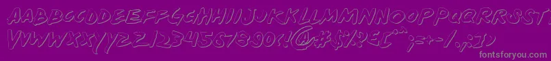 Yellows-fontti – harmaat kirjasimet violetilla taustalla