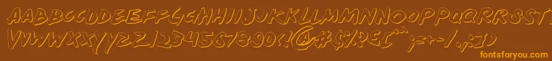 Yellows-Schriftart – Orangefarbene Schriften auf braunem Hintergrund
