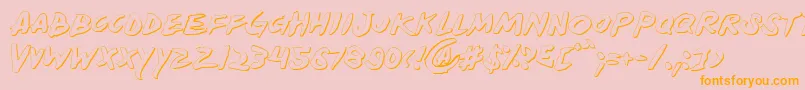 フォントYellows – オレンジの文字がピンクの背景にあります。