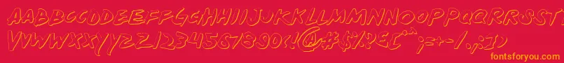 フォントYellows – 赤い背景にオレンジの文字