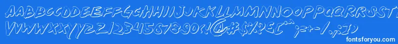 フォントYellows – 青い背景に白い文字