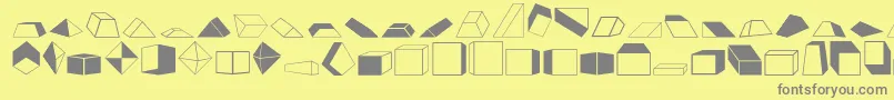 Shapes2o-fontti – harmaat kirjasimet keltaisella taustalla
