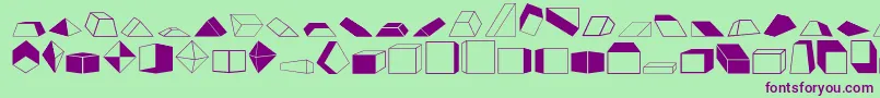 Shapes2o-Schriftart – Violette Schriften auf grünem Hintergrund