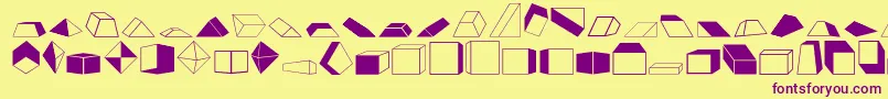 Shapes2o-fontti – violetit fontit keltaisella taustalla