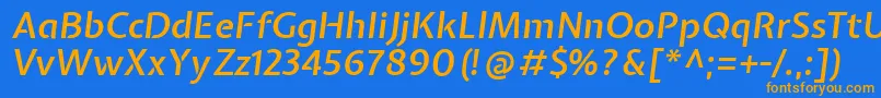 フォントExpletussansSemibolditalic – オレンジ色の文字が青い背景にあります。