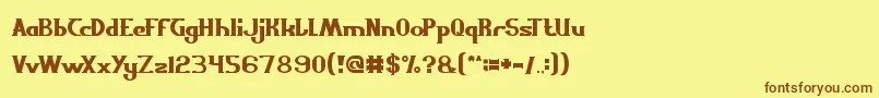 フォントScientist – 茶色の文字が黄色の背景にあります。