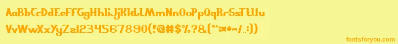 フォントScientist – オレンジの文字が黄色の背景にあります。