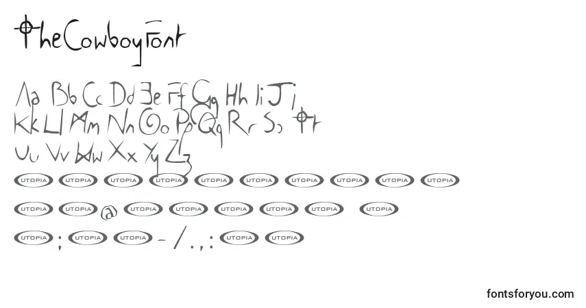 Schriftart TheCowboyFont – Alphabet, Zahlen, spezielle Symbole