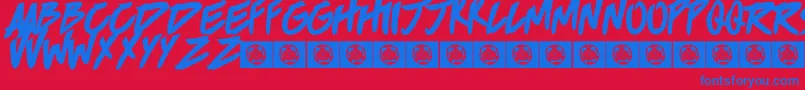 Brokenhome Font – Blue Fonts on Red Background