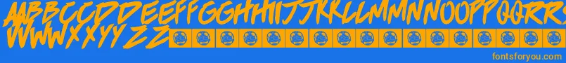 Brokenhome Font – Orange Fonts on Blue Background