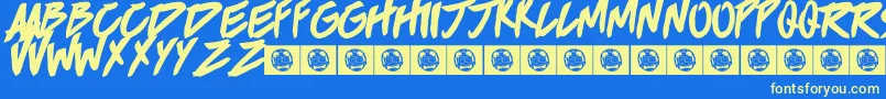 Brokenhome Font – Yellow Fonts on Blue Background