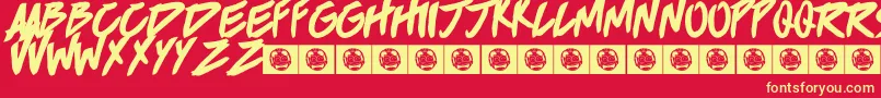 Brokenhome Font – Yellow Fonts on Red Background