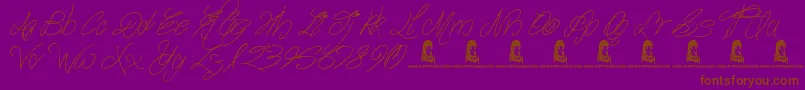 TheWaddys-Schriftart – Braune Schriften auf violettem Hintergrund