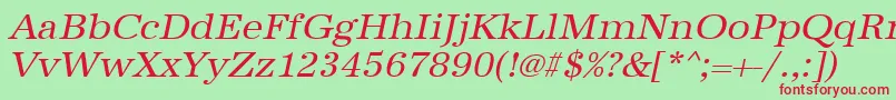 UrwantiquatwidOblique Font – Red Fonts on Green Background