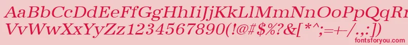 UrwantiquatwidOblique Font – Red Fonts on Pink Background