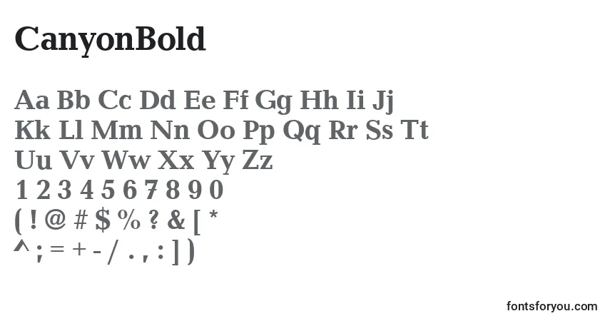 CanyonBold-fontti – aakkoset, numerot, erikoismerkit