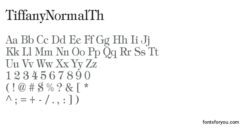 Schriftart TiffanyNormalTh – Alphabet, Zahlen, spezielle Symbole
