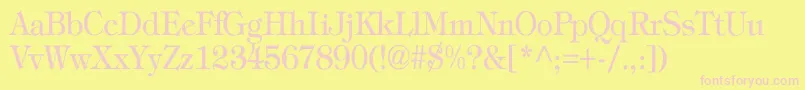 TiffanyNormalTh-fontti – vaaleanpunaiset fontit keltaisella taustalla