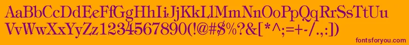 TiffanyNormalTh-fontti – violetit fontit oranssilla taustalla