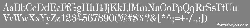TiffanyNormalTh-Schriftart – Weiße Schriften auf grauem Hintergrund
