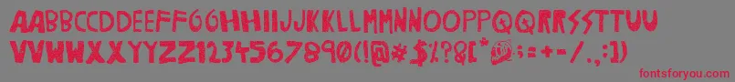 WoodcutterNoise Font – Red Fonts on Gray Background