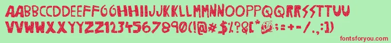 WoodcutterNoise Font – Red Fonts on Green Background