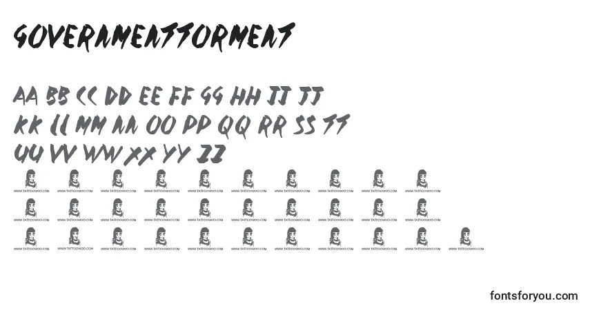 Czcionka GovernmentTorment – alfabet, cyfry, specjalne znaki