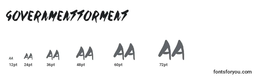 Размеры шрифта GovernmentTorment