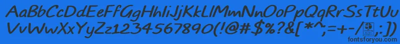 TypoComicsItalicDemo-Schriftart – Schwarze Schriften auf blauem Hintergrund
