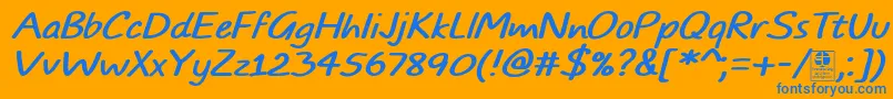 TypoComicsItalicDemo Font – Blue Fonts on Orange Background