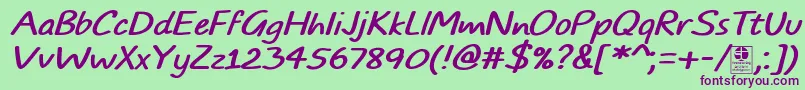 TypoComicsItalicDemo Font – Purple Fonts on Green Background