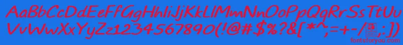 TypoComicsItalicDemo Font – Red Fonts on Blue Background