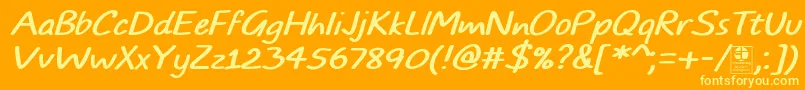 TypoComicsItalicDemo Font – Yellow Fonts on Orange Background