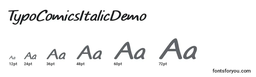 Размеры шрифта TypoComicsItalicDemo