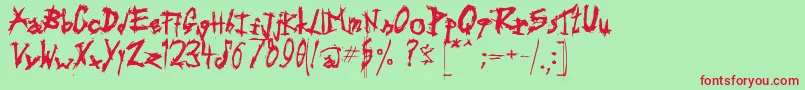 フォントTriballa – 赤い文字の緑の背景