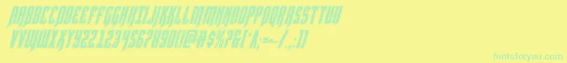 Hawkmoonacadital-Schriftart – Grüne Schriften auf gelbem Hintergrund