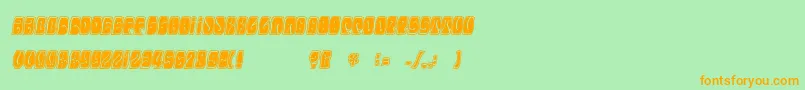 フォントElectorate – オレンジの文字が緑の背景にあります。