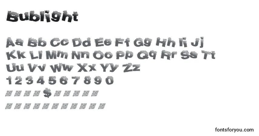 A fonte Bublight – alfabeto, números, caracteres especiais