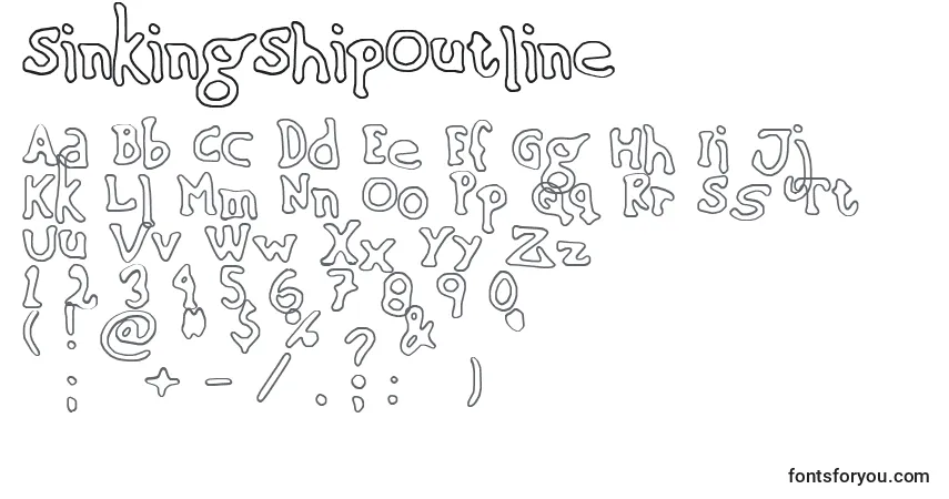A fonte SinkingShipOutline – alfabeto, números, caracteres especiais