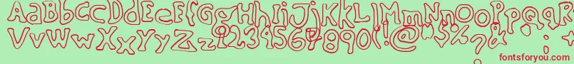 フォントSinkingShipOutline – 赤い文字の緑の背景