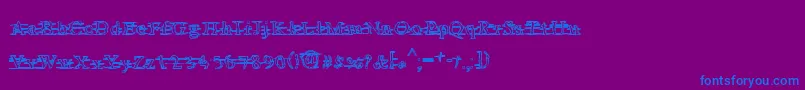 フォントAreyouawNeo – 紫色の背景に青い文字