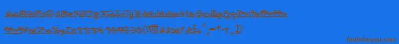 フォントAreyouawNeo – 茶色の文字が青い背景にあります。