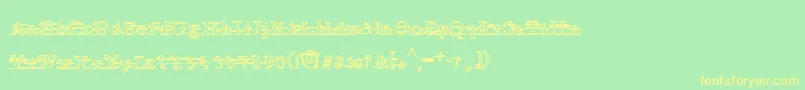 フォントAreyouawNeo – 黄色の文字が緑の背景にあります