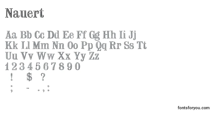 Czcionka Nauert – alfabet, cyfry, specjalne znaki