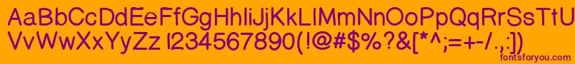 Prinsesstartabolddemo-fontti – violetit fontit oranssilla taustalla
