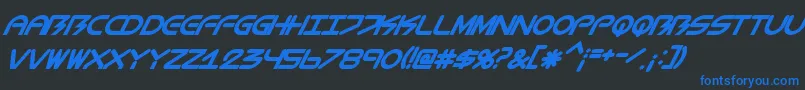 BiometricItalic Font – Blue Fonts on Black Background