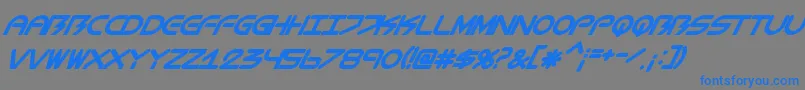 フォントBiometricItalic – 灰色の背景に青い文字